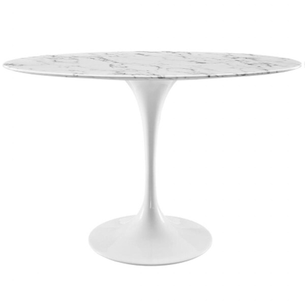 East End Imports Lippa Oval-Shaped Artificial Marble Dining Table, White - 48 in. - EEI-2021-WHI