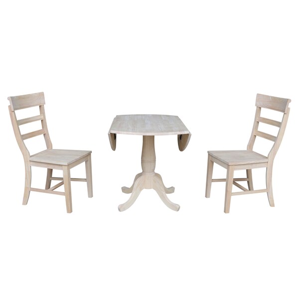 International Concepts Round 42 in Rd Top Pedestal Table, 2 Chairs, Unfinished, Ready to Finish, 42 in W, 42 in L, Wood - K-42DPT-C36-2