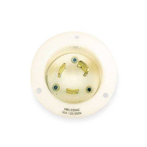 Hubbell 30A Flanged Twist-Lock Inlet 3P 3W 125/250VAC WT - HBL3334C