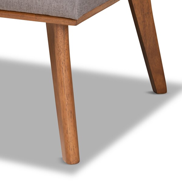Baxton Studio Odessa Mid-Century Modern Grey Fabric and Walnut Brown Finished Wood 3-Piece Dining Nook Set - 175-10843-10840-ZORO