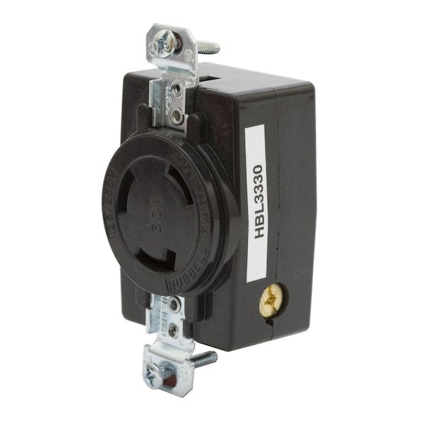 Hubbell 30A Twist-Lock Receptacle 3P 3W 125/250VAC BK - HBL3330