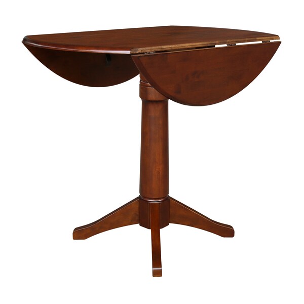 International Concepts Round 42 in Round Dual Drop Leaf Pedestal Table, 36.3 inH, Espresso, 42 in W, 42 in L, 36.3 in H - K581-42DPT-27B-6B