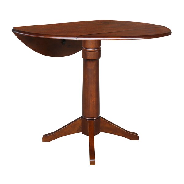 International Concepts Round 42 in Round Dual Drop Leaf Pedestal Table, 36.3 inH, Espresso, 42 in W, 42 in L, 36.3 in H - K581-42DPT-27B-6B