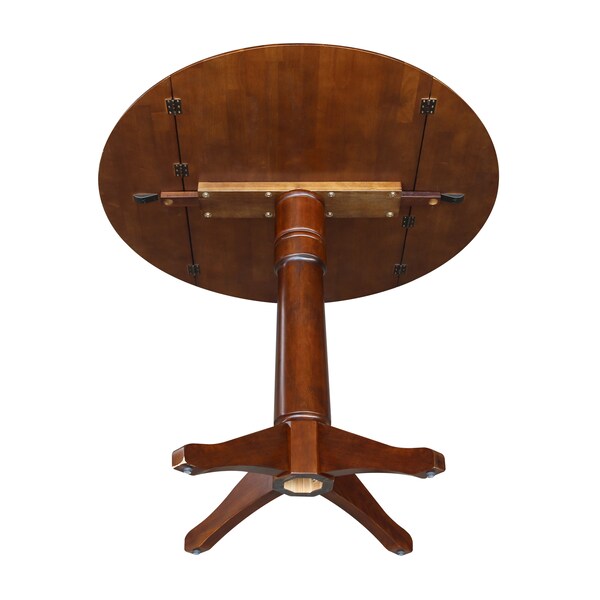 International Concepts Round 42 in Round Dual Drop Leaf Pedestal Table, 36.3 inH, Espresso, 42 in W, 42 in L, 36.3 in H - K581-42DPT-27B-6B