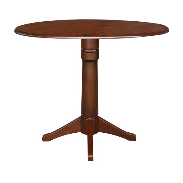 International Concepts Round 42 in Round Dual Drop Leaf Pedestal Table, 36.3 inH, Espresso, 42 in W, 42 in L, 36.3 in H - K581-42DPT-27B-6B