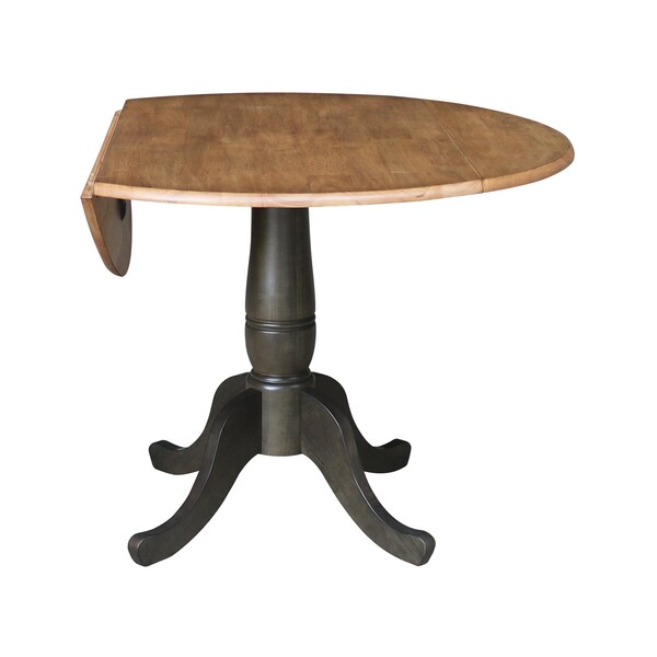International Concepts Round Round 42 in. Dual Drop Leaf Dining Table - Hickory/Washed Coal, 42 in W, 42 in L, 29.5 in H - K45-42DPT