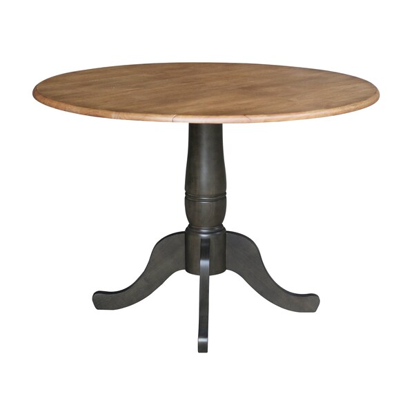 International Concepts Round Round 42 in. Dual Drop Leaf Dining Table - Hickory/Washed Coal, 42 in W, 42 in L, 29.5 in H - K45-42DPT