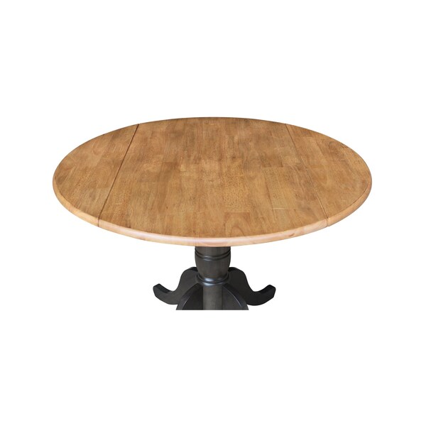 International Concepts Round Round 42 in. Dual Drop Leaf Dining Table - Hickory/Washed Coal, 42 in W, 42 in L, 29.5 in H - K45-42DPT