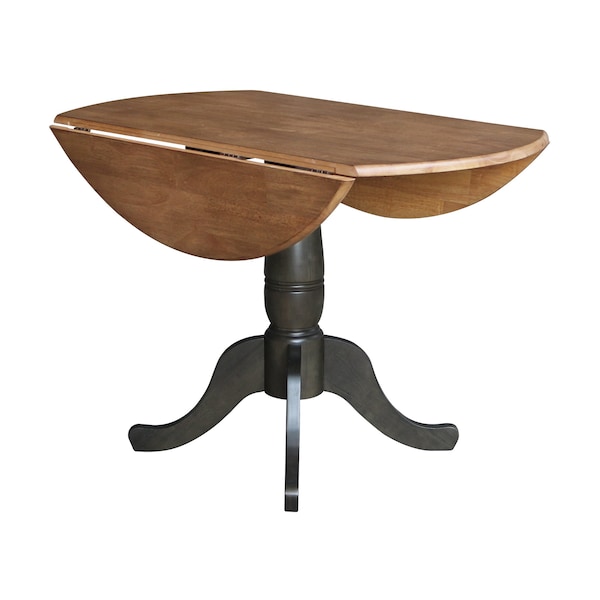 International Concepts Round Round 42 in. Dual Drop Leaf Dining Table - Hickory/Washed Coal, 42 in W, 42 in L, 29.5 in H - K45-42DPT