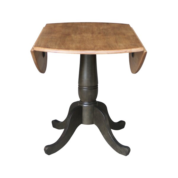 International Concepts Round Round 42 in. Dual Drop Leaf Dining Table - Hickory/Washed Coal, 42 in W, 42 in L, 29.5 in H - K45-42DPT