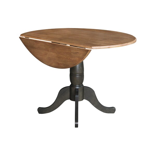 International Concepts Round Round 42 in. Dual Drop Leaf Dining Table - Hickory/Washed Coal, 42 in W, 42 in L, 29.5 in H - K45-42DPT