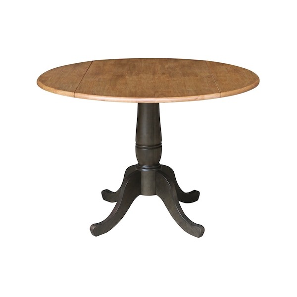 International Concepts Round Round 42 in. Dual Drop Leaf Dining Table - Hickory/Washed Coal, 42 in W, 42 in L, 29.5 in H - K45-42DPT