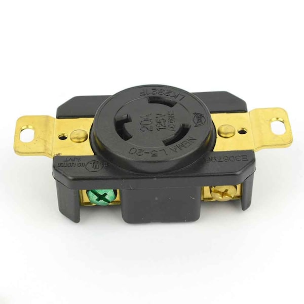 Superior Electric Twist Lock Wall Mount Electrical Receptacle 3 Wire, 20 Amps, 125V, NEMA L5-20R - YGP018F