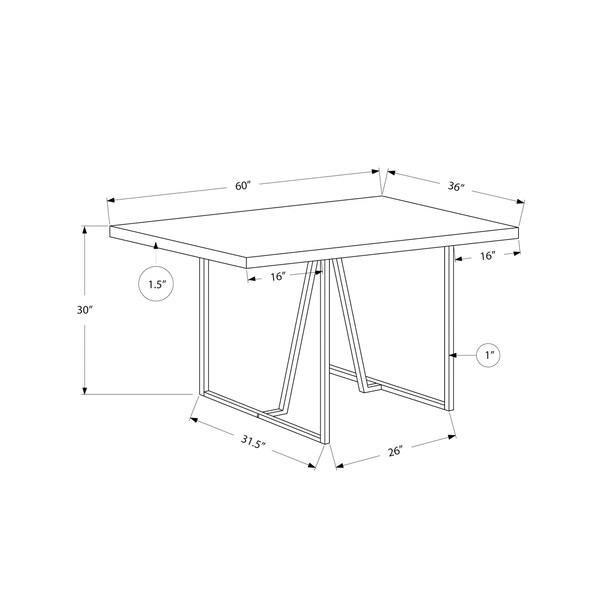 Monarch Specialties Dining Table, 60 W, 30 H, Manufactured Wood, Espresso - I 1064