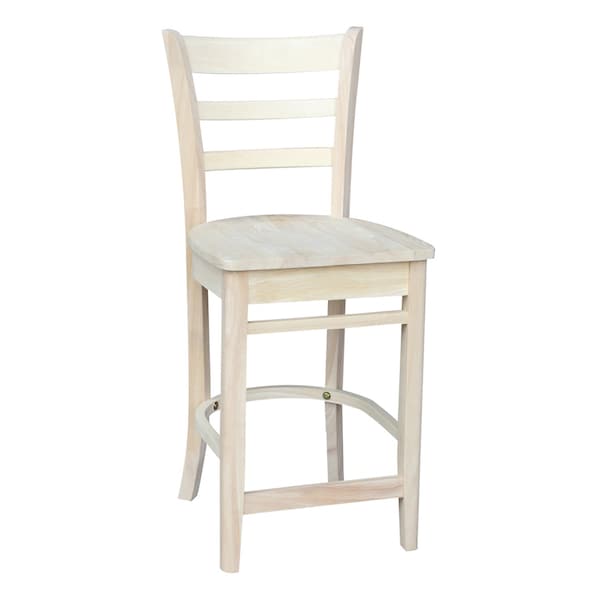 International Concepts 36 in.Round Counter Height Extension Dining Table w/12 in.Leaf and 2 Stools in Unfinished-3 Pc. Set - K-36RXT-23B-S6172-2