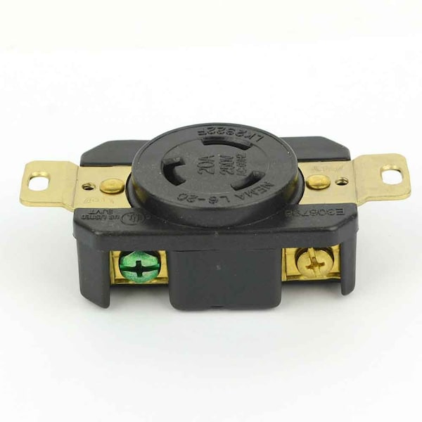 Superior Electric Twist Lock Wall Mount Electrical Receptacle 3 Wire, 20 Amps, 250V, NEMA L6-20R - YGP023F