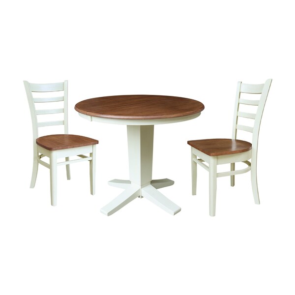 Whitewood Industries Rectangular Extension Dining Table W/ 2 Chairs, 36 in W, 30.1 in L, 48 in H, Parawood, 3 - K79-36RXT-23B-C617-2