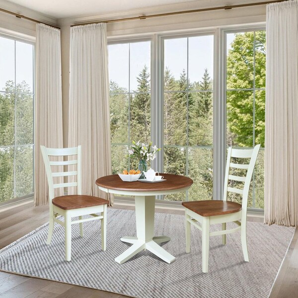 Whitewood Industries Rectangular Extension Dining Table W/ 2 Chairs, 36 in W, 30.1 in L, 48 in H, Parawood, 3 - K79-36RXT-23B-C617-2