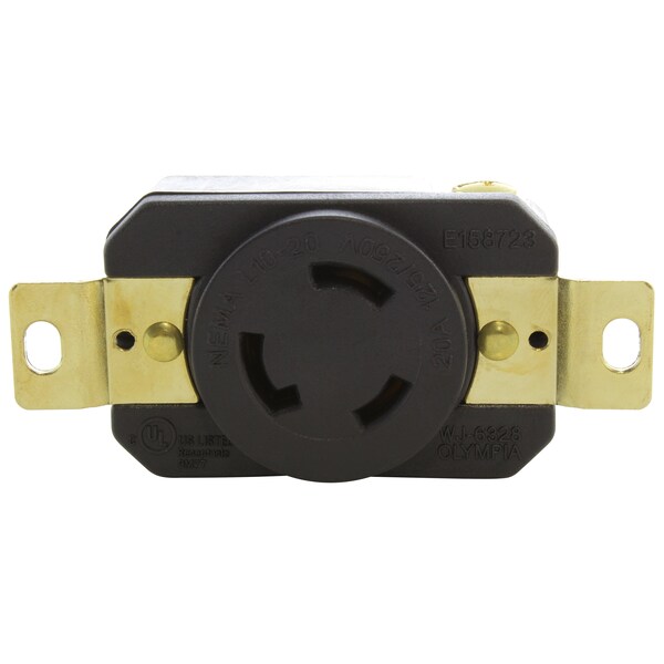 Ac Works 20A 125/250V NEMA L10-20R Flush Mount Locking Industrial Grade Receptacle - FML1020R