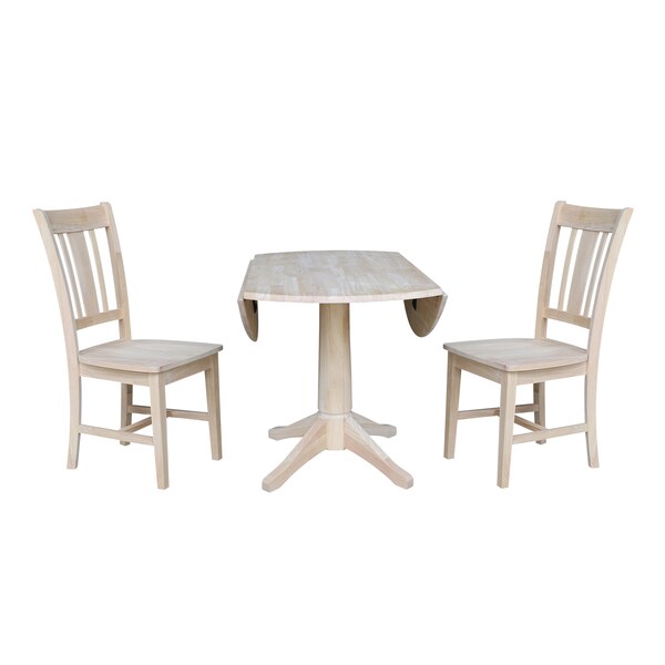 International Concepts Round 42 in Rd Top Pedestal Table, 2 Chairs, Unfinished, Ready to Finish, 42 in W, 42 in L, Wood - K-42DPT-27-C10-2