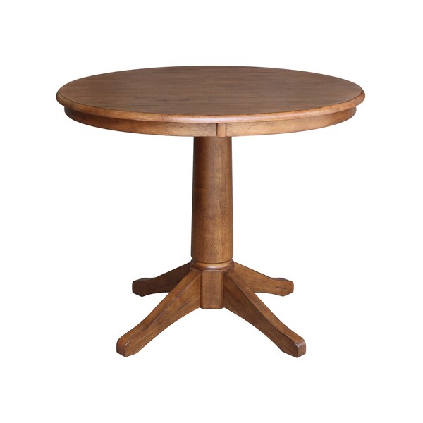 International Concepts Round 36 in Rd Top Pedestal Table, 2 Emily Chairs, Distressed Oak, 36 in W, 36 in L, 29.1 in H - K42-36RT-27B-C617-2