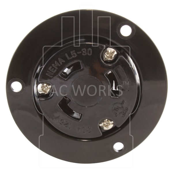 Ac Works 30A 125V L5-30R Flanged Outlet UL and C-UL Listed - ASOUL530R