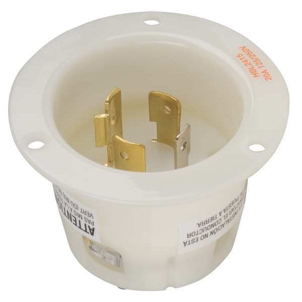 Hubbell 20A Flanged Twist-Lock Inlet 3P 4W 125/250VAC L14-20P WT - HBL2415