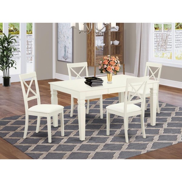 East West Furniture 7 Piece Weston Dining Table Set - Linen White - WEBO7-LWH-LC