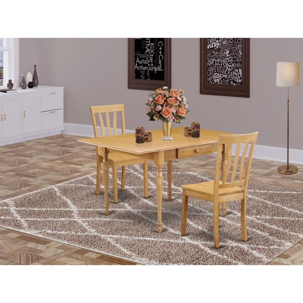 East West Furniture 3 Piece Monza Dinette Set - Oak - MZAN3-OAK-W