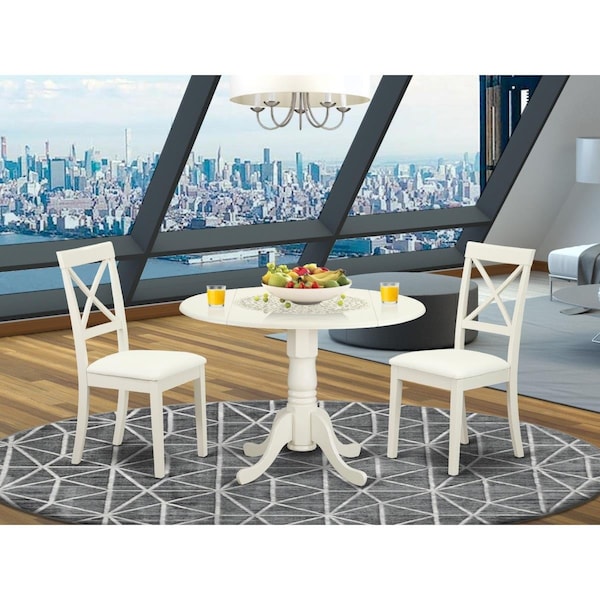 East West Furniture 3 Piece Dublin Kitchen Furniture Set - Linen White - DLBO3-LWH-LC