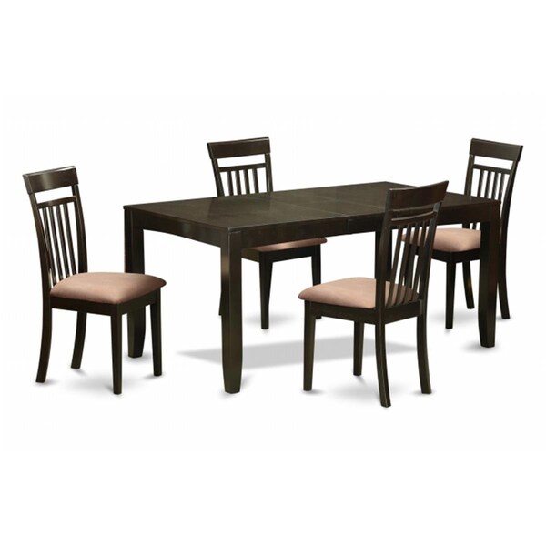 East West Furniture 5 Piece Dining Room Set-Dining Room Table With Leaf Plus 4 Kitchen Chairs - LYCA5-CAP-C