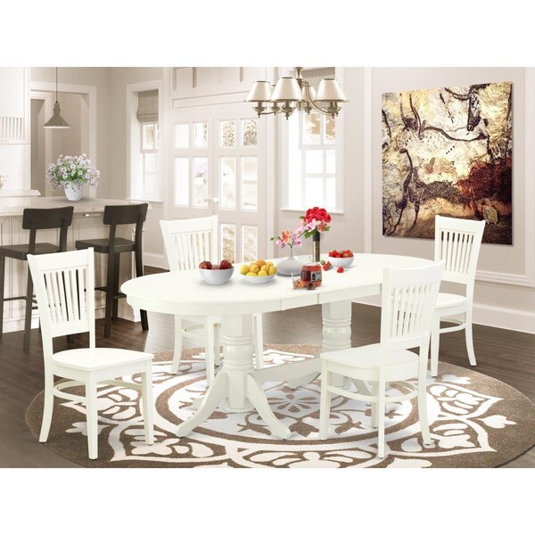 East West Furniture 5 Piece Vancouver Dinette Set - Linen White - VAVA5-LWH-W