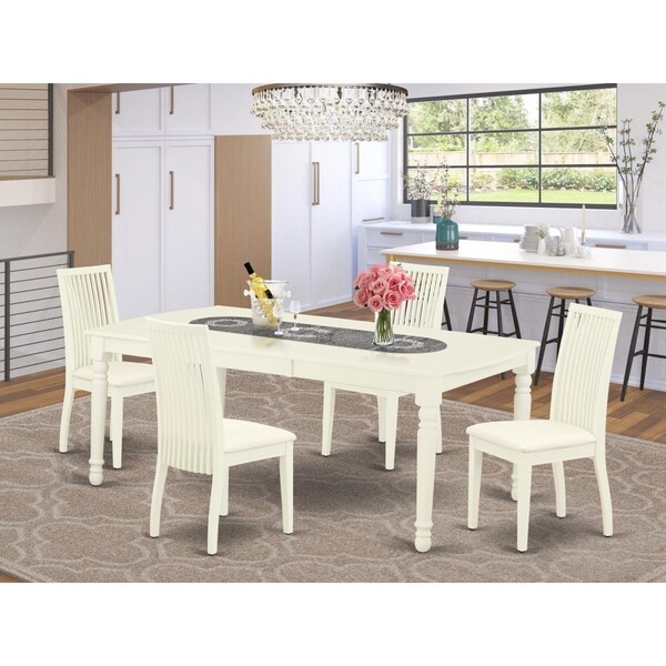 East West Furniture 5 Piece Dover Dining Set - Linen White - DOIP5-LWH-C