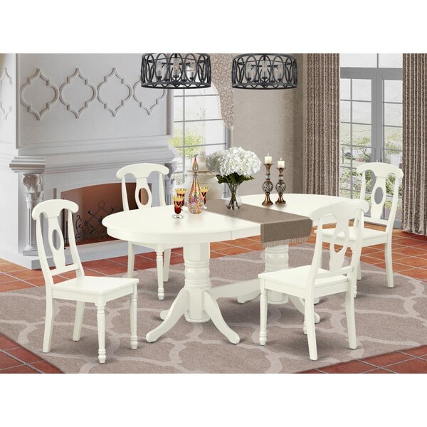 East West Furniture 5 Piece Vancouver Dining Room Set - Linen White - VAKE5-LWH-W