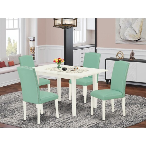 East West Furniture 5 Piece Norfolk Dining Set - Linen White - NOEN5-LWH-57