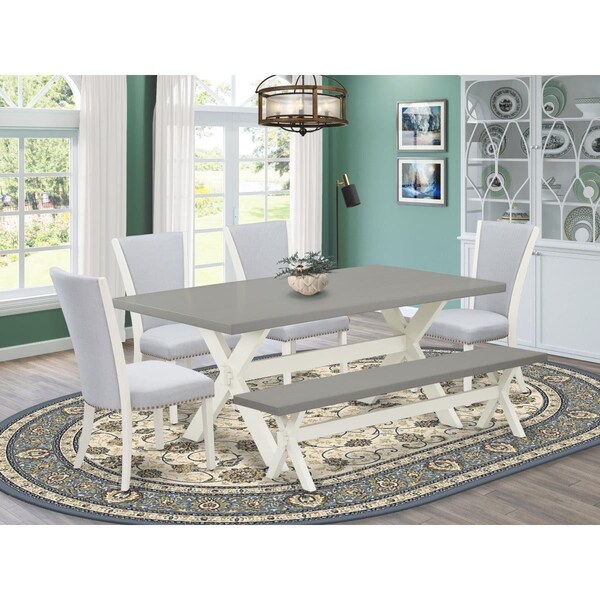 East West Furniture 6 Piece X-Style Dinette Set - Linen White - X097VE005-6