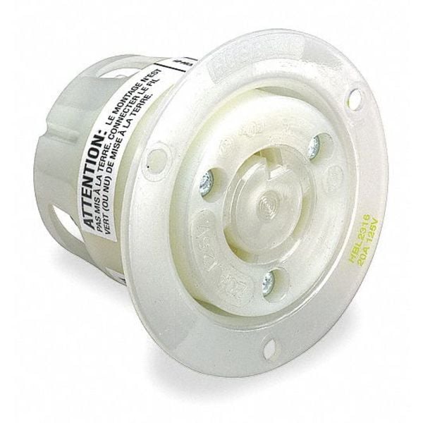 Hubbell 20A Flanged Twist-Lock Receptacle 3P 3W 125/250VAC - HBL3326C