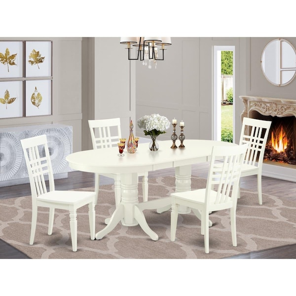 East West Furniture 5 Piece Vancouver Dining-room Set - Linen White - VALG5-LWH-W