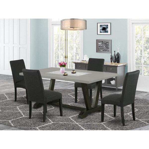 East West Furniture 5 Piece V-Style Dining Room Set - Black - V697DR124-5
