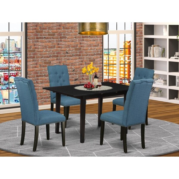 East West Furniture 5 Piece Norfolk Mid Century Dining Table Set - Black - NOEL5-BLK-21