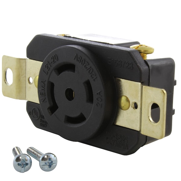 Ac Works 20A 120/208V NEMA L21-20R Flush Mount Locking Industrial Grade Receptacle - FML2120R