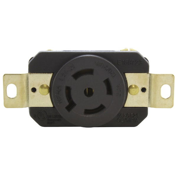 Ac Works 20A 120/208V NEMA L21-20R Flush Mount Locking Industrial Grade Receptacle - FML2120R