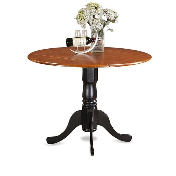 East West Furniture East West Furniture DLT-BCH-TP Dublin Round Table with Two 9 in. Drop Leaves in Black & Cherry Finish - DLT-BCH-TP