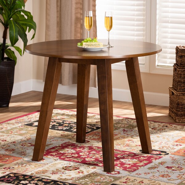 Baxton Studio Ela Walnut Brown Finished 35-Inch-Wide Round Wood Dining Table - 169-10895