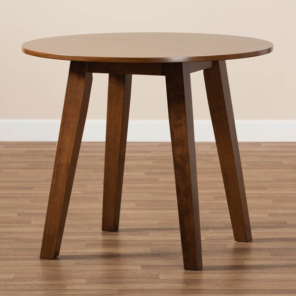 Baxton Studio Ela Walnut Brown Finished 35-Inch-Wide Round Wood Dining Table - 169-10895