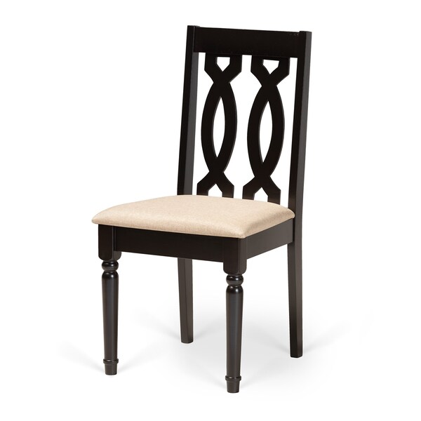 Baxton Studio Callie Modern and Contemporary Sand Fabric and Dark Brown Finished Wood 7-Piece Dining Set - 174-10539-10894-ZORO