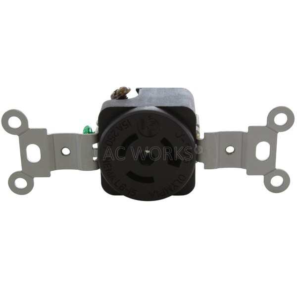 Ac Works NEMA L6-15R 15A 250V Flush Mount Locking Industrial Grade Receptacle - FML615R