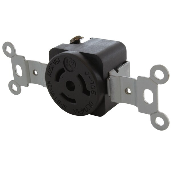 Ac Works NEMA L6-15R 15A 250V Flush Mount Locking Industrial Grade Receptacle - FML615R
