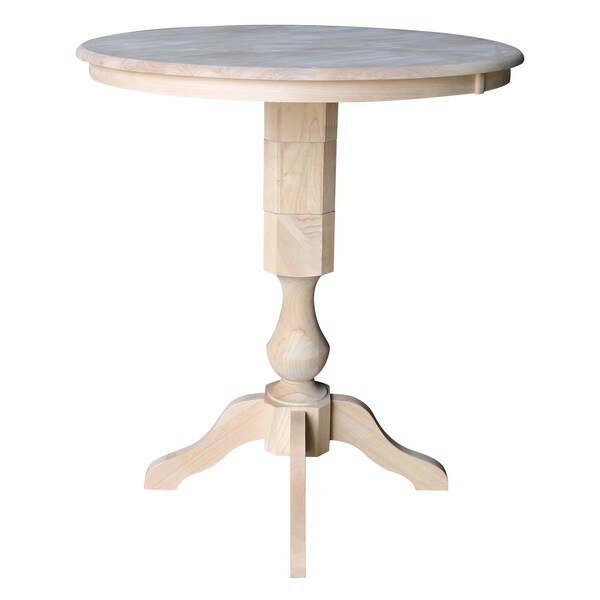 International Concepts Round 36 in Round Top Pedestal Table, 40.9 inH, Unfinished, 36 in W, 36 in L, 40.9 in H, Wood - K-36RT-11P-2