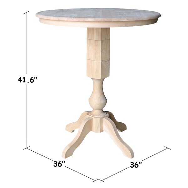 International Concepts Round 36 in Round Top Pedestal Table, 40.9 inH, Unfinished, 36 in W, 36 in L, 40.9 in H, Wood - K-36RT-11P-2